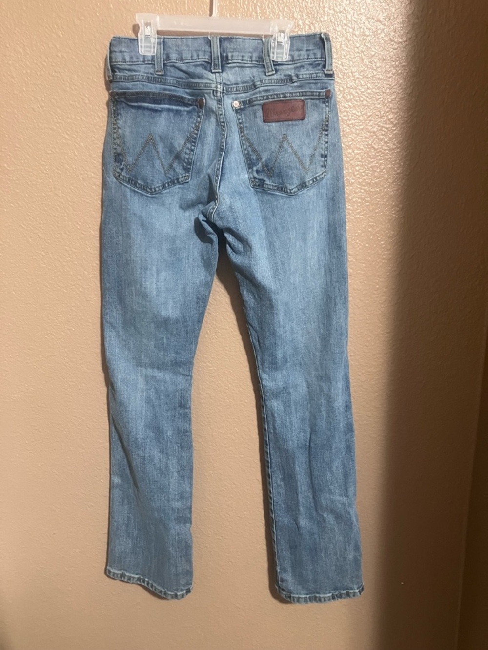 Wrangler Light Blue Denim Jeans with Leather Patch - Picture 3 of 5